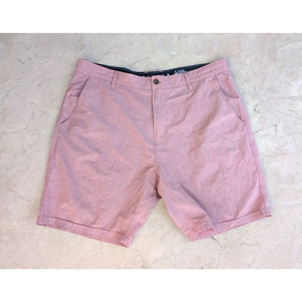Vissla Hybrid Board Shorts Size 38 Red Pink Swim Surf Stretch Pockets